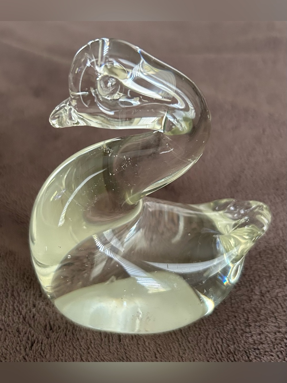 Clear Hand Blown Glass Swan Figurine - Home Accents